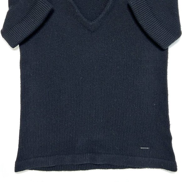Burberry Cashmere Short Sleeve Knit V Neck Sweater Black Size L - Picture 5 of 9